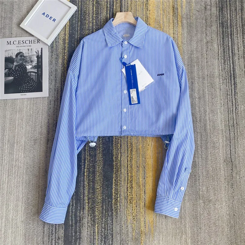 

SUMMER Ovesize Blue Stripes ADER ERROR INVADERS Shirts Men Women 1:1 High Quality Pocket Adererror Shirt Ader Blouse Overshirt
