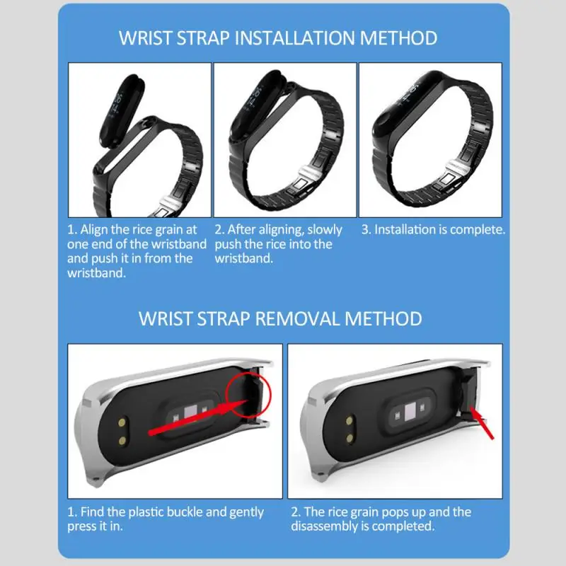 Магнитный браслет на присоске для браслета Xiaomi Mi Band 3 4 металлический из