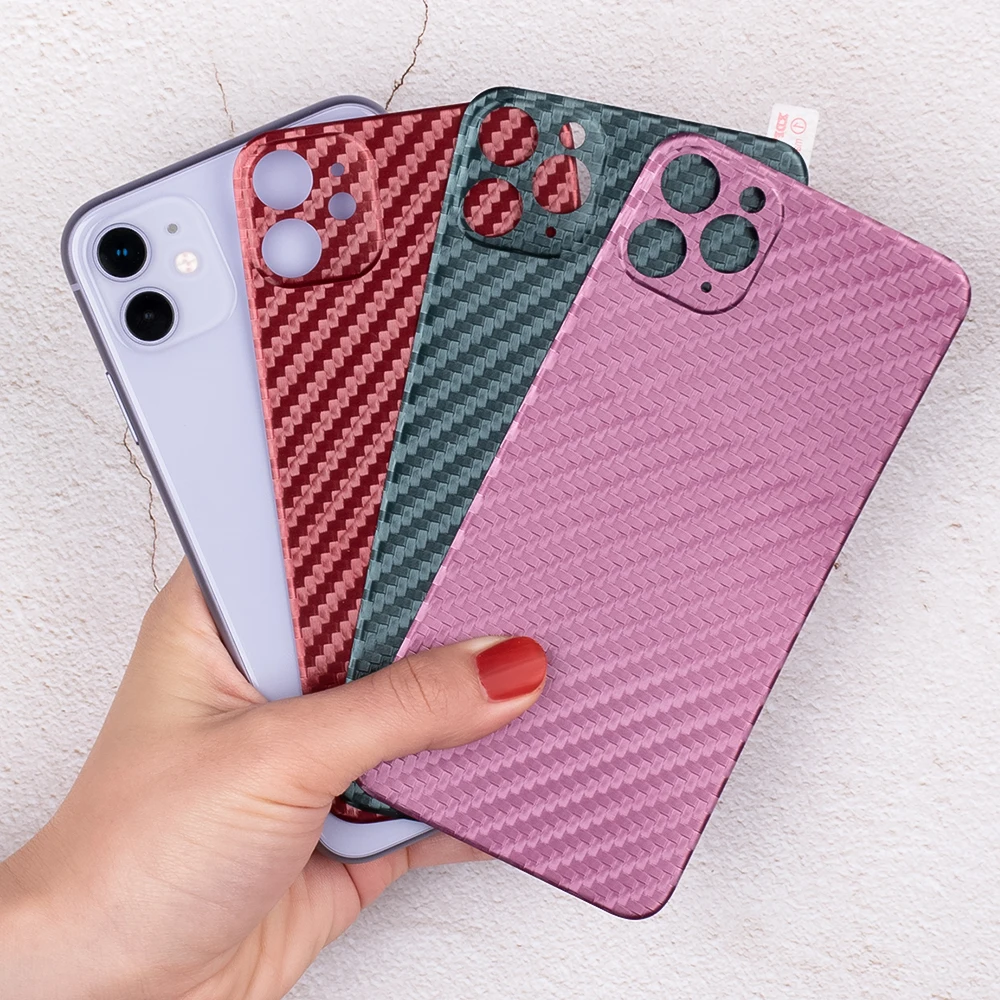3D Carbon Fiber Film Back Stickers For iPhone 11 Pro Max iphone11 Luxury Color Skin Sticker iphone 11pro | Мобильные телефоны и