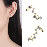 new fashion creative big dipper seven stars stud earrings shiny crystal connected cuff earring pierced trendy jewelry for women
