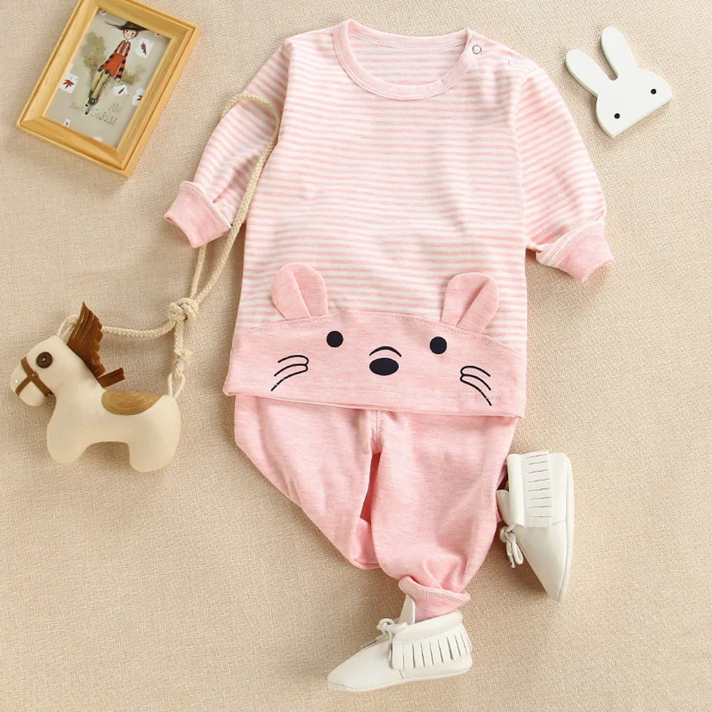 Toddler Kids Baby Boys Girls Outfits Animal Cartoon Pajamas Tops Pants Clothes Set Unisex Cute Sets Ensemble Fille |