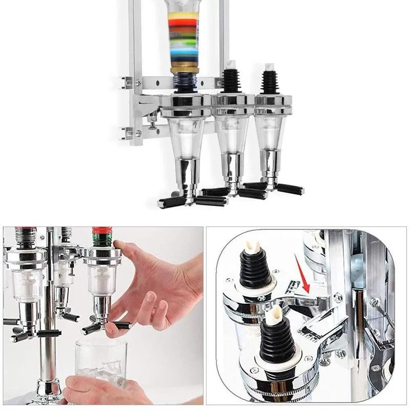 

25/30/45ml Bar Beer Dispenser Wall Mounted Wine Liquor Drinks Pourer Dispenser Holder Bar Tool 3 Bottles Stand Machine For Beer