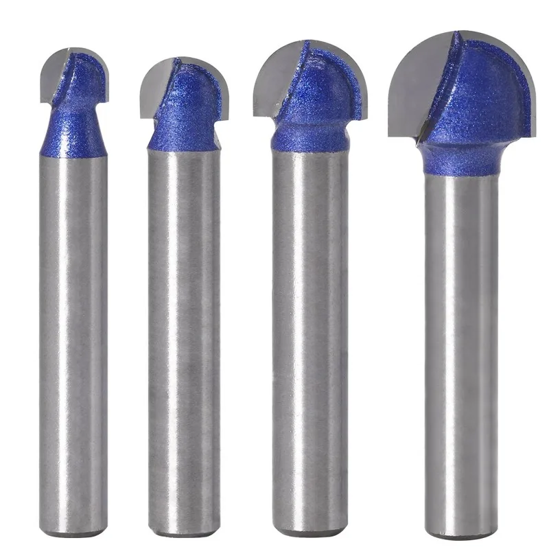 1/4Pcs 1/4 Shank Professional level Ball Nose Router Bits Set End Mill Round Cove Box Solid Carbide CNC Radius Core Milling Bit |