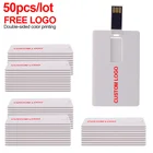 50 шт.лот высокоскоростная кредитная карта USB 2,0 флэш-накопитель с логотипом на заказ флэш-накопитель 4 ГБ 8 ГБ 16 ГБ 32 ГБ 64 ГБ банковская карта для подарка карта памяти