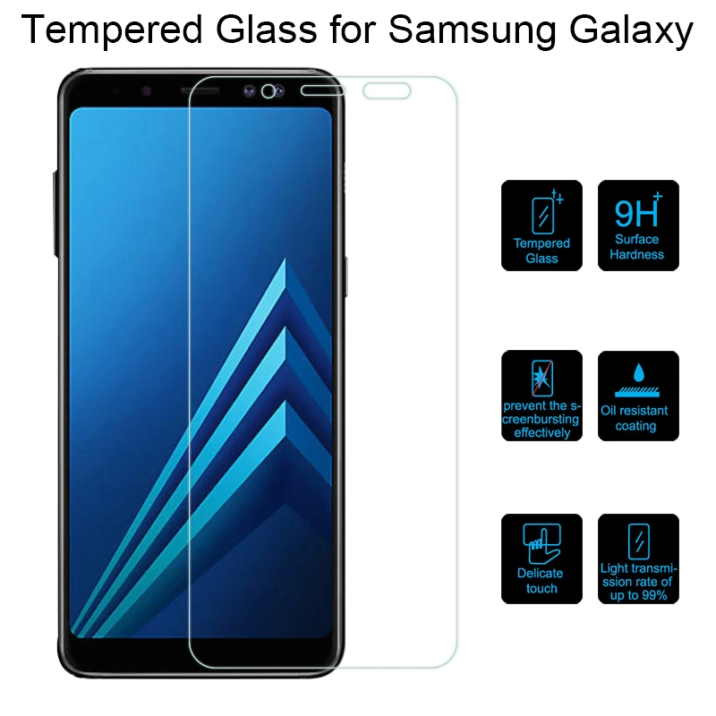 Защитное стекло 9H HD Tempered Glass для Samsung Galaxy A3 A7 2016 A5 2017 A6 Plus на A8 2018.