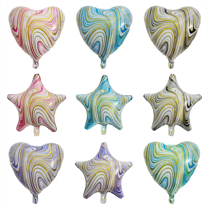 

18 Inch Aluminum Foil Balloon Birthday Wedding Party Decoration Colorful Moire Heart-shaped Five-pointed Star Globos