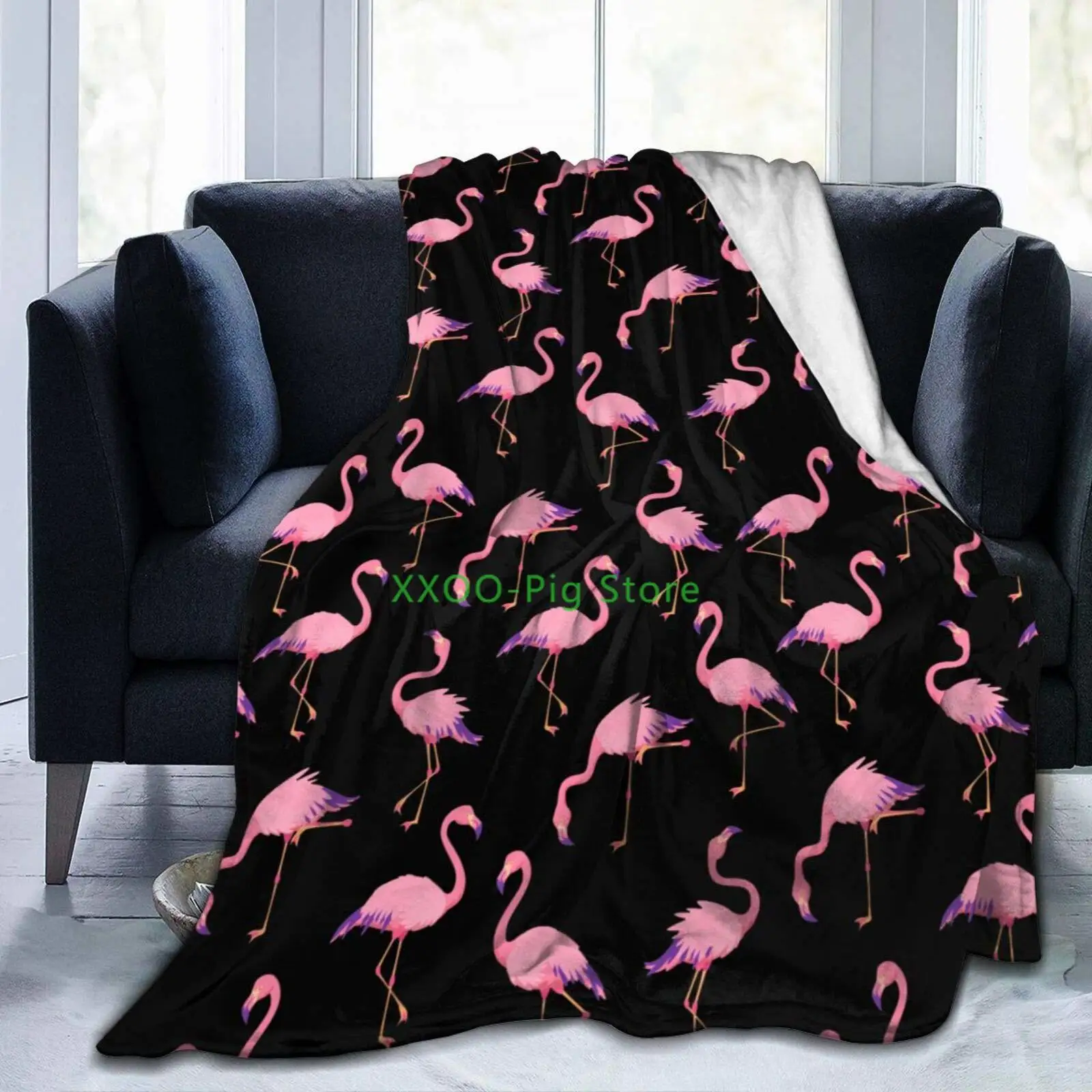 

A Pink Flamingo Blanket Flannel Throw Lightweight Cozy Couch Bed Soft and Warm Plush Quilt 120x150cm for Teens