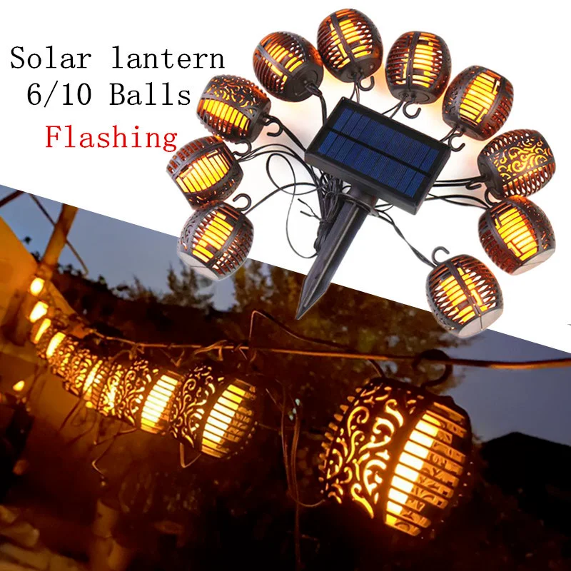 

LED Solar Light Flickering Flame Led Lights Lantern Waterproof Garden Decoration Outdoor Street Garland Christmas Fairy Lights