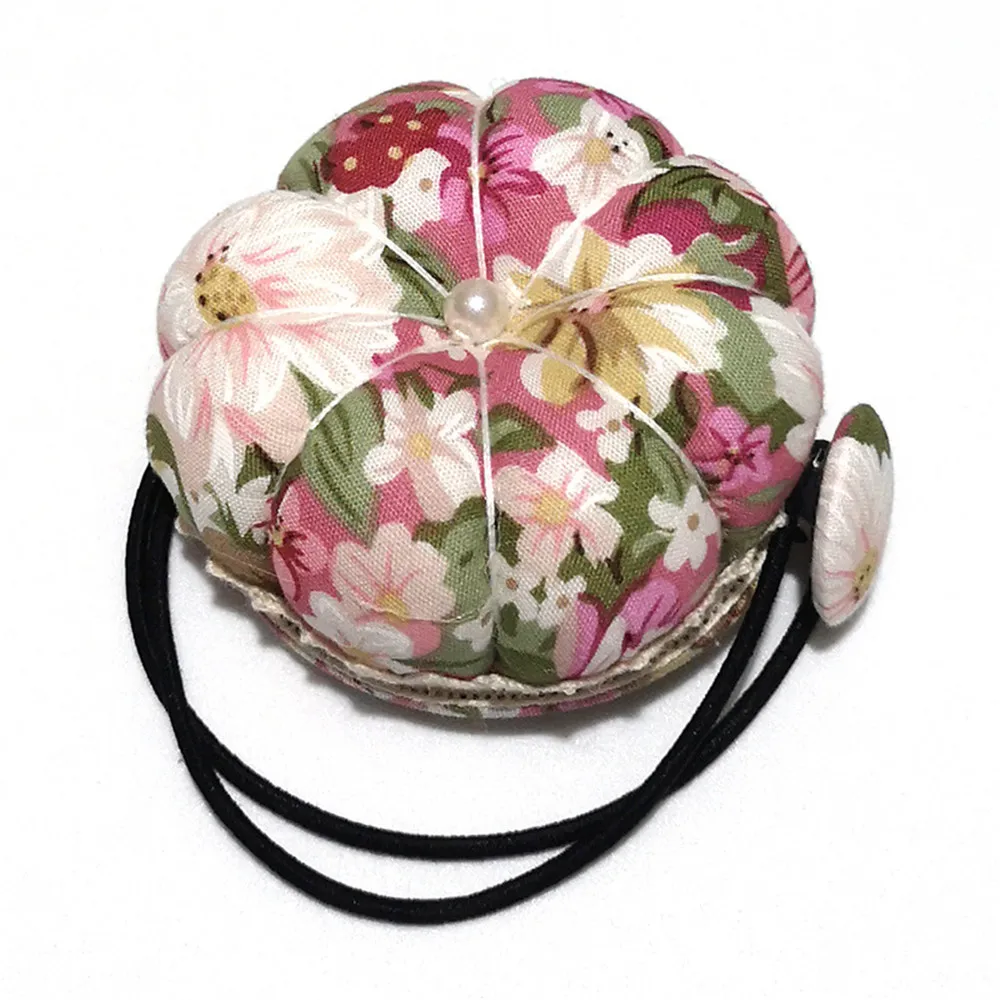 

Colorful Flower Pumpkin Shaped Needle Pin Cushion Pincushion Wrist Strap Stitch Needlework Mat Handmade Sewing Accessories