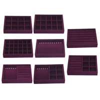 fashion elegant purple velvet jewelry tray stackable jewelry display case box holder organizers storage