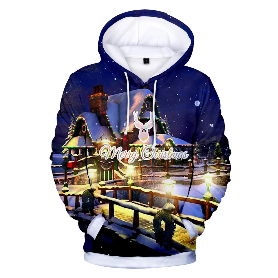 

Novelty Merry Christmas Hoodies 3D Print Long Sleeve Hoodies evergreen bough essentials Unisex Male Female Clothes Santa Claus