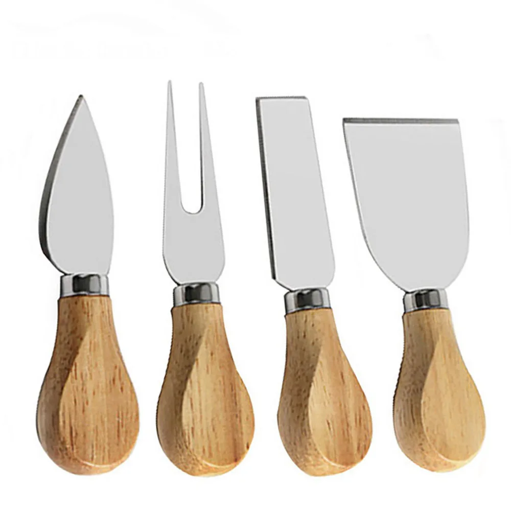 

Набор из 4 ножей для сыра, столовые приборы для сыра, нержавеющая сталь, резак для сыра, мини-нож с деревянной ручкой, нож для масла, лопатка и ...