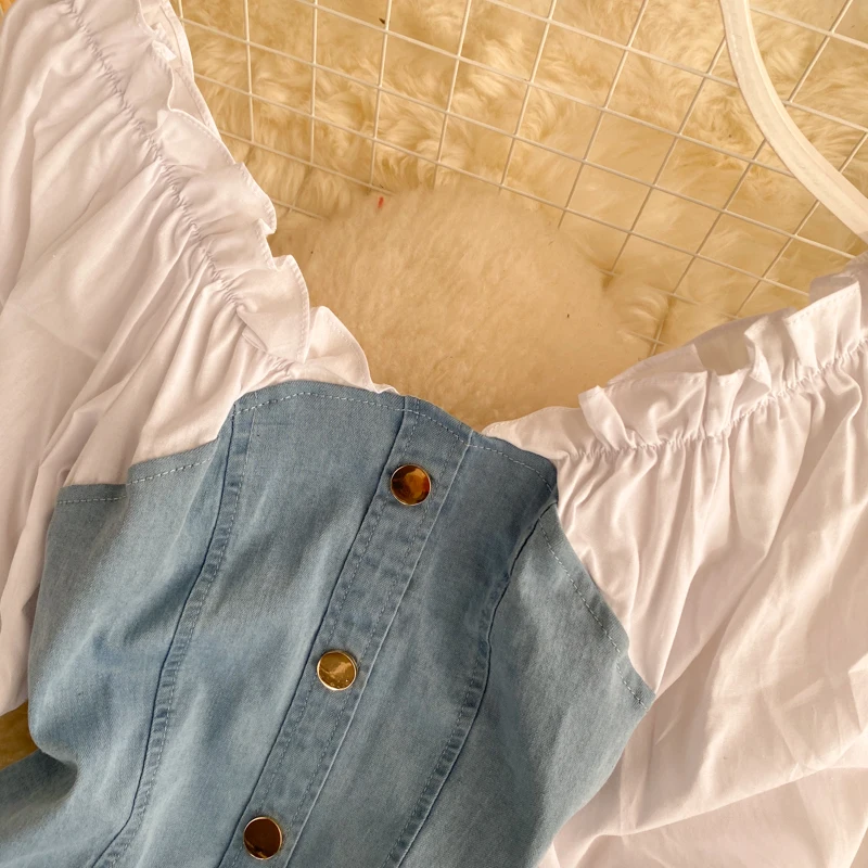 Французский стиль летние женские повседневные джинсовые трапециевидные