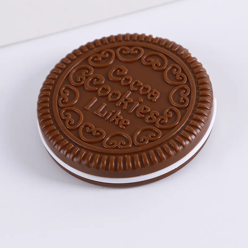 A light brown Новое поступление женских инструментов для макияжа карманное зеркало для макияжа Мини Темно-коричневое милое шоколадное печенье в форме гребня - Цвет: A light brown