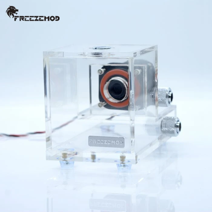 FREEZEMOD промышленный ноутбук ПК кулер для воды кубический прозрачный бак+ насос 500л/ч Емкость 600 мл водяное охлаждение. GQSX-T1