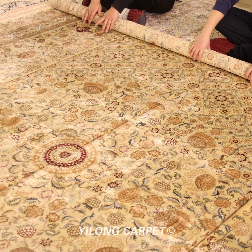 YILONG 10 'x 14' желтые восточные персидские ковры ручной работы с узелками