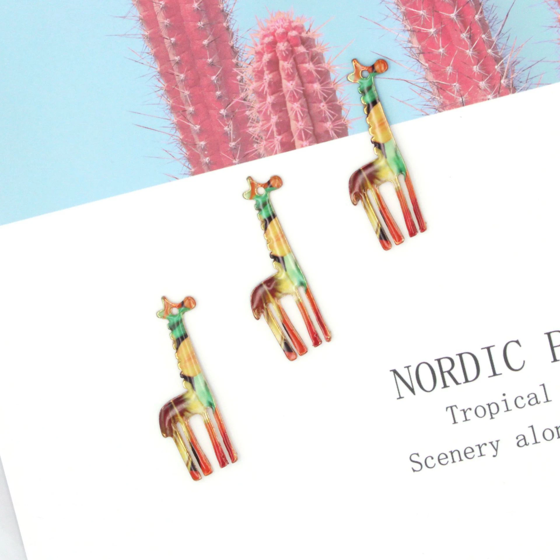 10 шт./лот корейские ювелирные изделия животные Эмаль окрашенный Жираф Сплав