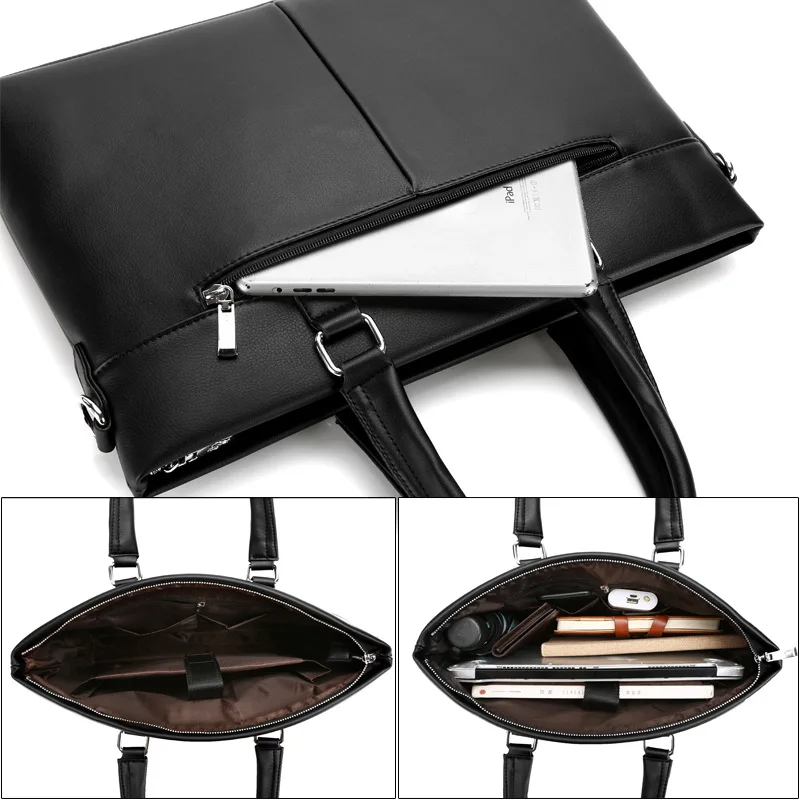 Men's Leather Briefcase Large Handbags Crossbody Shoulder Bags for Man Luxury Business Tote Messenger Bags Laptop Computer Bag