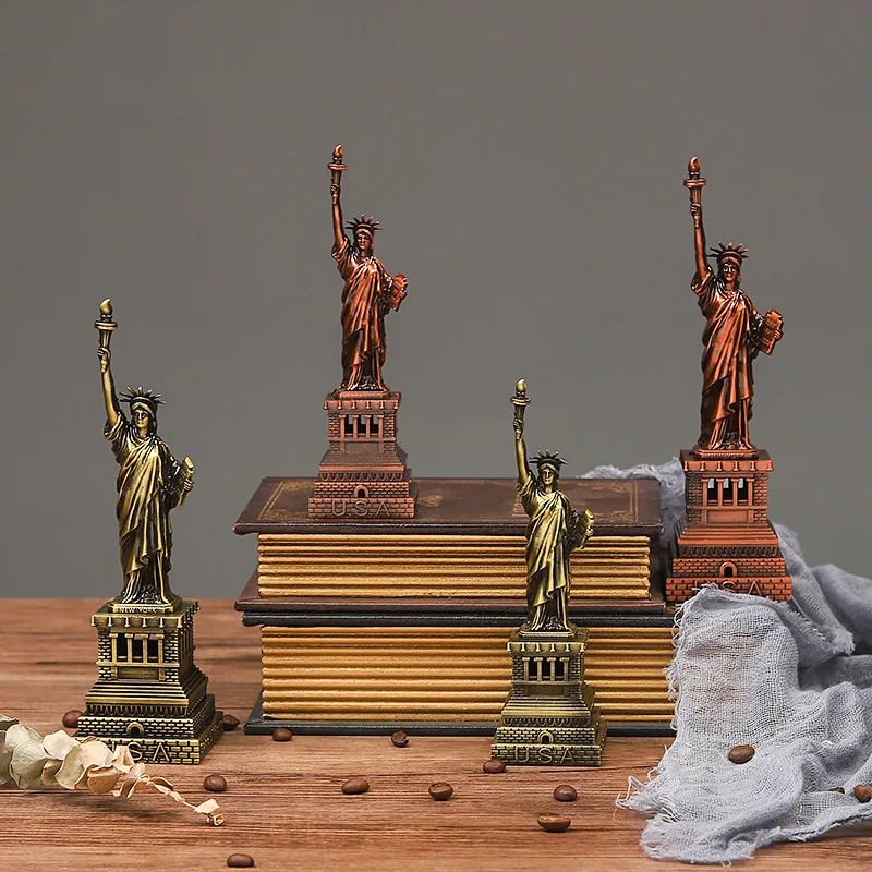 

2 Colors Creative Metal Statue of Liberty Model Decoration Home Decor Miniature Figurines Gift Sculpture Modern Art Craft