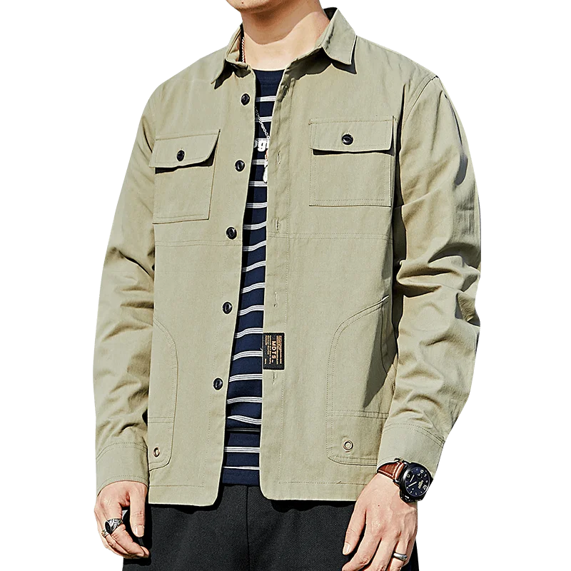 

2021 New 100% Cotton Military Shirt Men Long Sleeve Casual Dress Shirt Male Cargo Work Shirts With Embroidery