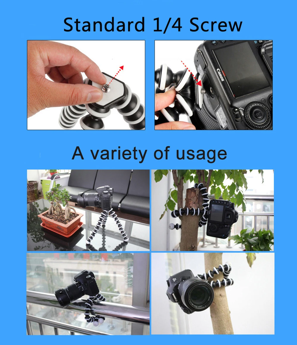 Мамин Гибкий штатив для телефона Мини Осьминог с 55 ~ 85 мм держателем 1/4 ''винт