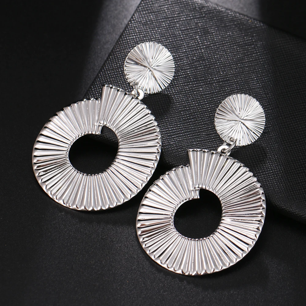 Серьги-подвески золотые геометрической формы для женщин новый дизайн круглые