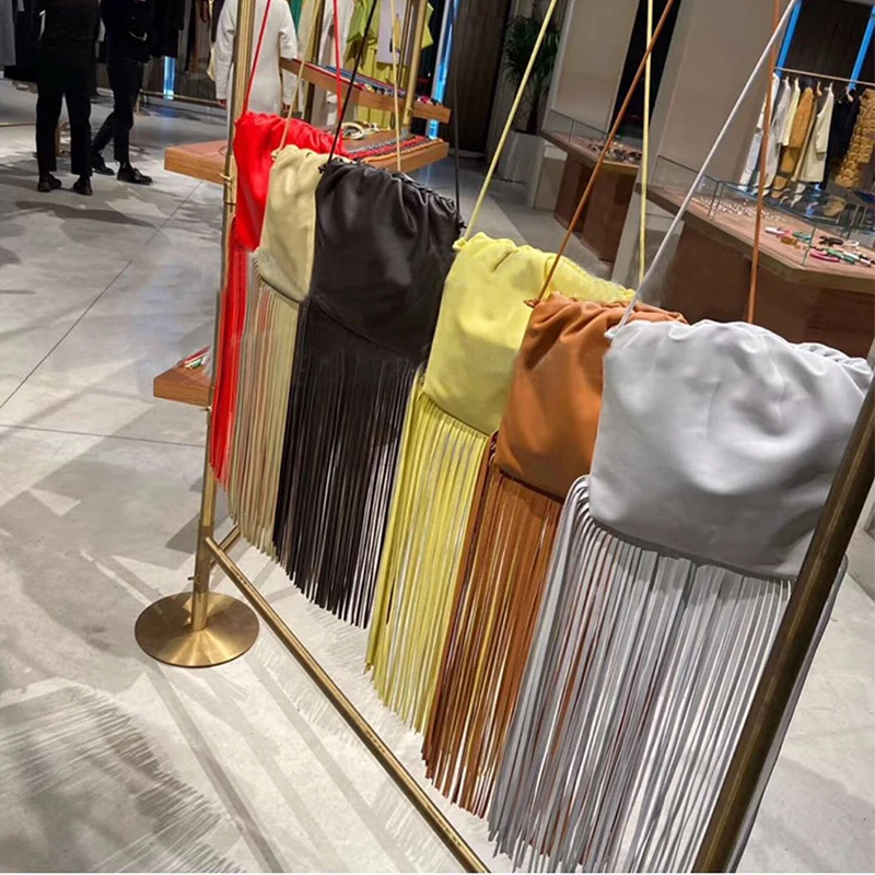 

The Stylish Fringe Bag Female Camel Handbags 50CM Long Tassel Trend Design Bags for Women 2021Dumpling Pouch Bags Dropshipping