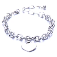 fashion stainless steel love heart charm braceletsbangles for women chain charm bracelet birthday party gift fashion jewelry