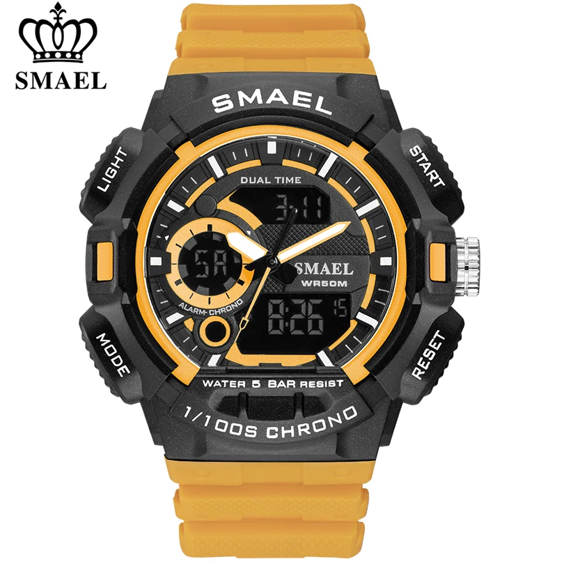 SMAEL Брендовые мужские спортивные часы цифровые светодиодный аналоговые
