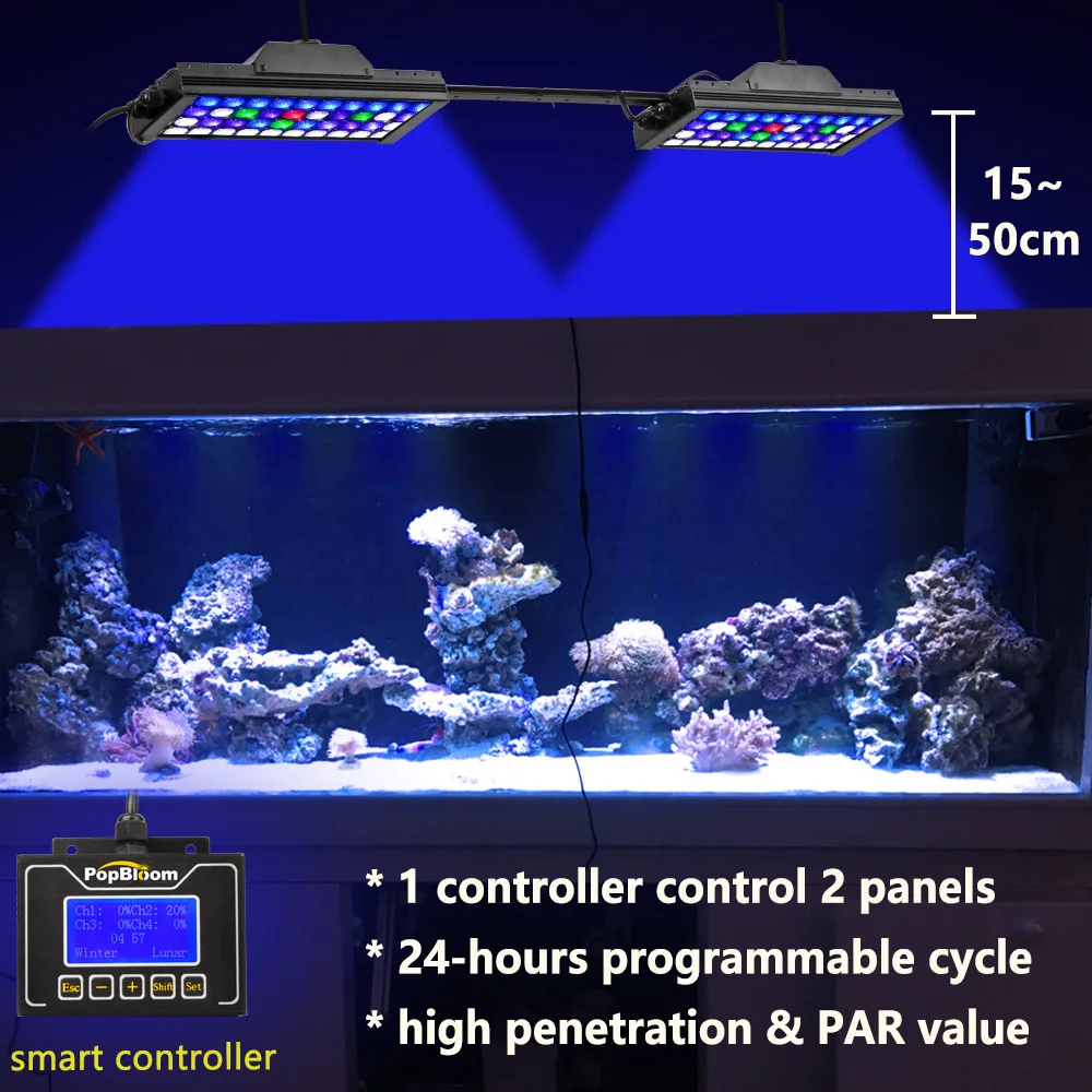 Popblom морской аквариум светодиодное освещение полный спектр светодиодный