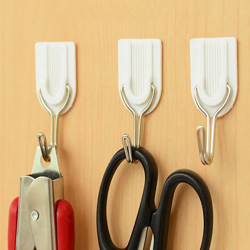 6 шт. белые крепкие Крючки палки настенные вешалки самоклеющиеся дверные крючки