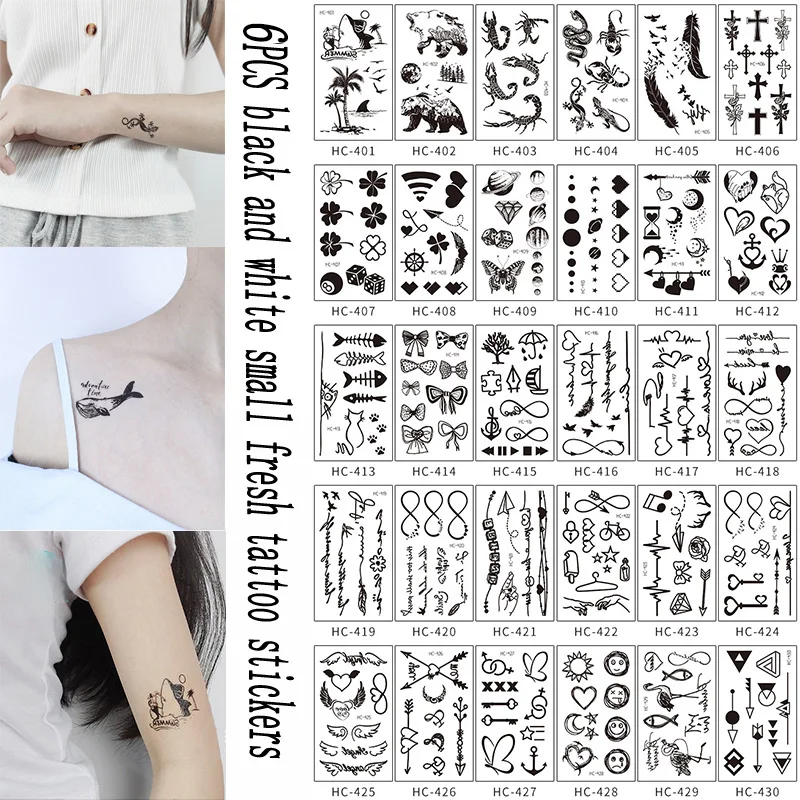 6 шт. Новые водонепроницаемые маленькие свежие татуировки наклейки Скорпион