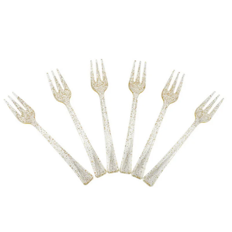 10Pcs Disposable Hard Plastic Transparent Gold Powder Mousses Dessert Appetizers Cup Spoons Lids Wedding Party Food Holder | Дом и сад