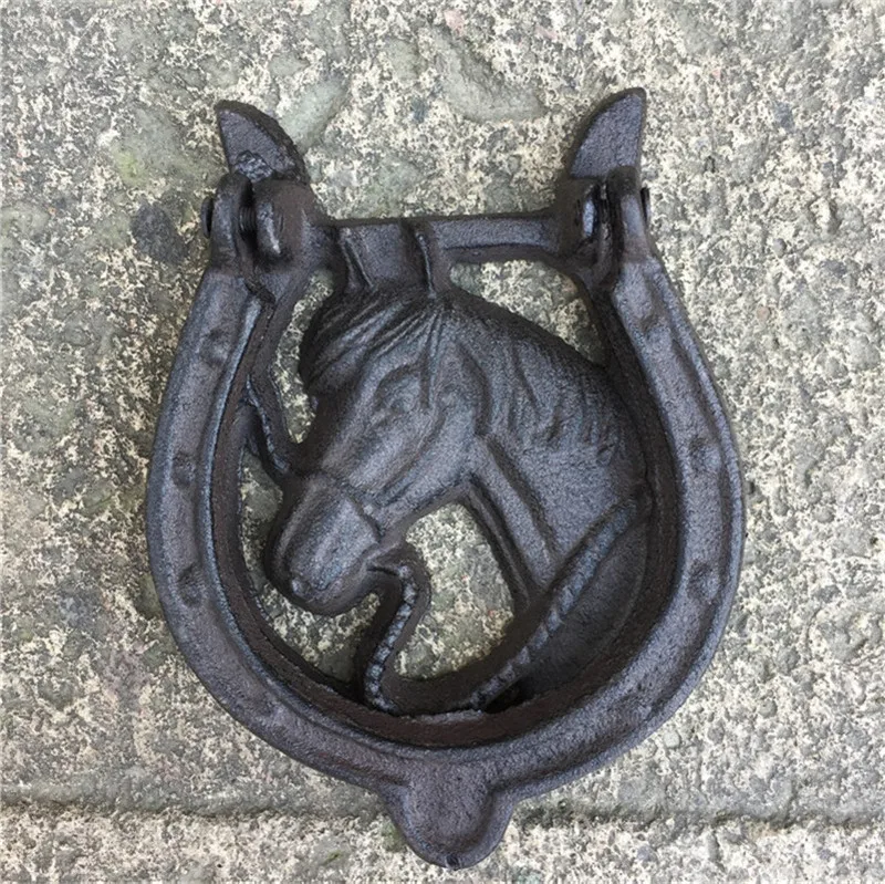 Чугунный дверной молоток голова лошади с ручкой ковбойская дверная защелка