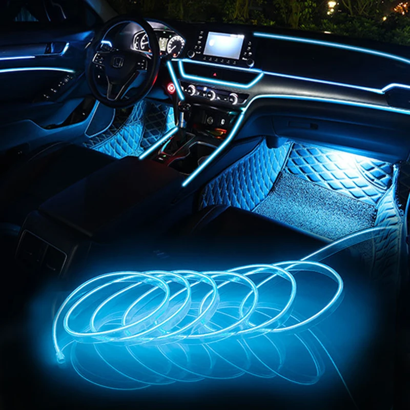 

Car Interior EL Wire Ambient LED Flex Rgb Strip Auto Flexible Atmosphere Neno Tube Soft USB Lamp Lighting Strip Rope Tape Light