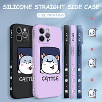 phone case for vivo x50 x60 pro 5g cute cartoon happy cattle design edge pattern silicone camera protect cover