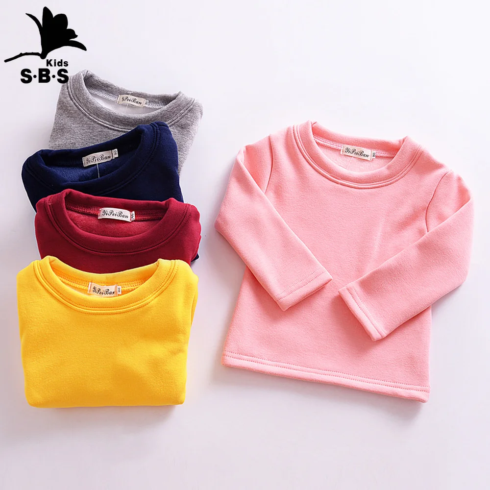 Футболка с длинным рукавом для мальчиков и девочек толстым круглым воротником