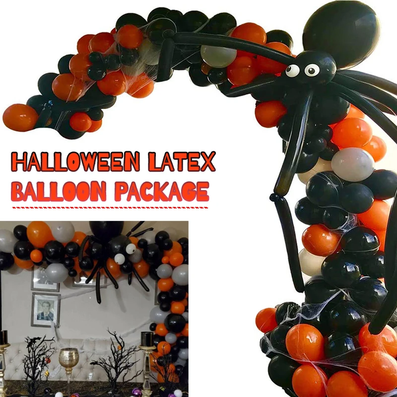 

100pcs Halloween Latex Balloons Halloween Confetti+Latex Balloon Arch Garland Kit Party Anniversary Celebration Decor Supply