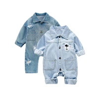 spring autumn newborn baby boys girls romper long sleeve denim jumpsuit infant climbing outfit clothes costume fashion clothing