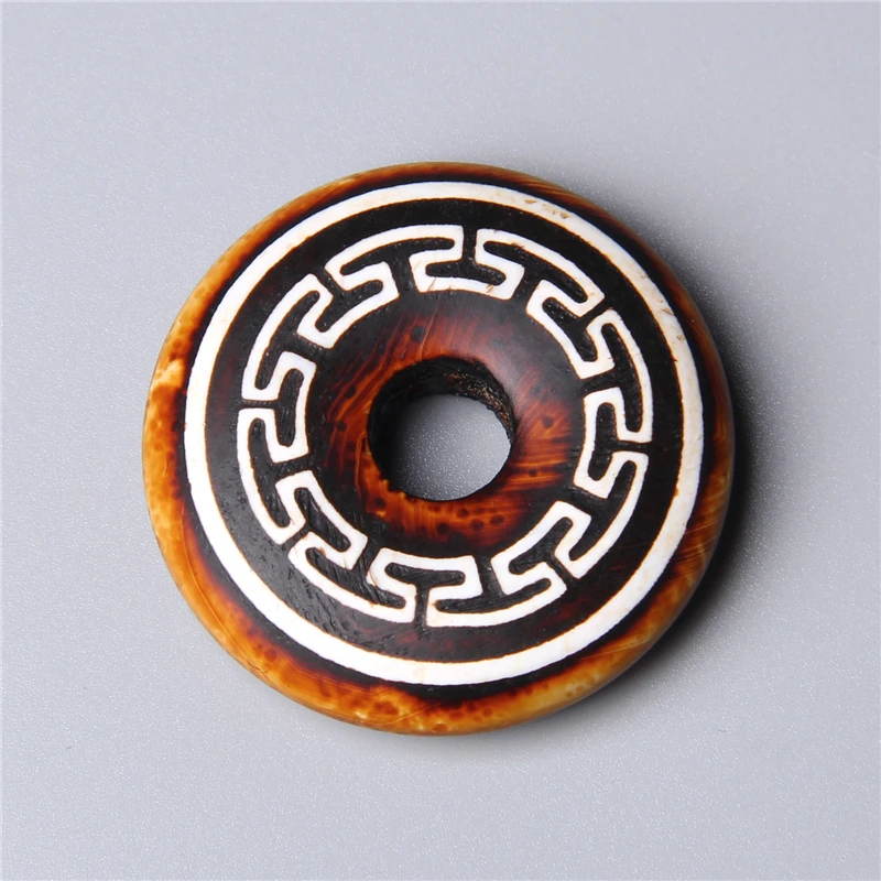 Natural round big hole Vintage Buddha Brown tibetan dzi agates beads safety button charm pendant for men women jewery making diy | Украшения