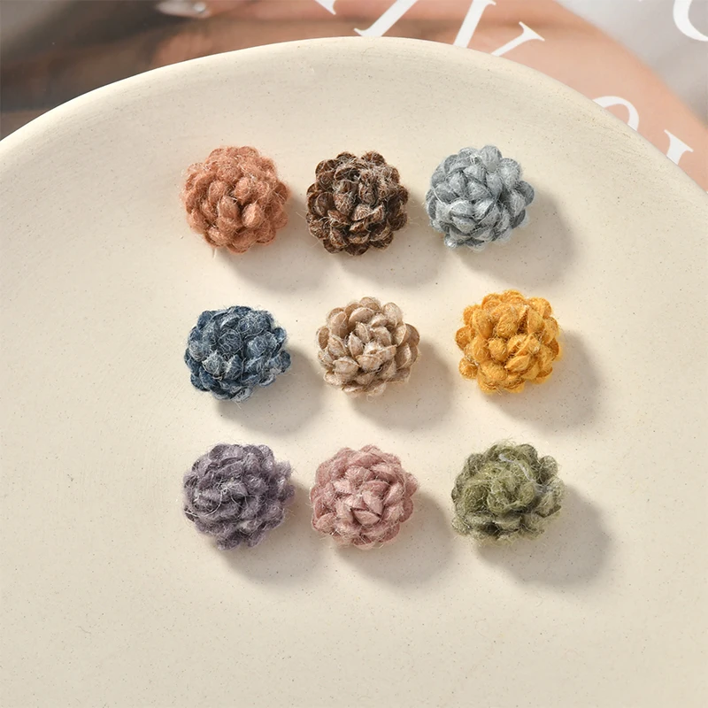 Осенне-зимние цветные меховые Многослойные маленькие серьги в форме цветка
