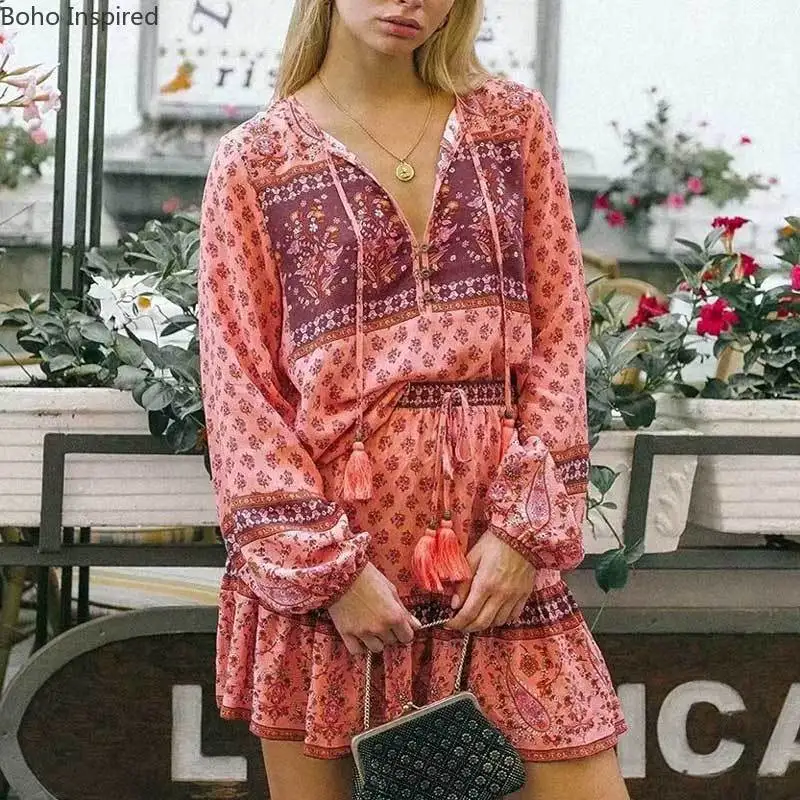 Женский комплект из топа и юбки богемный Вдохновленный цветочным принтом