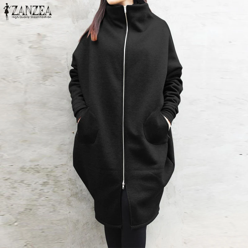 Свитшот ZANZEA женский с высоким воротником модная флисовая толстовка длинным