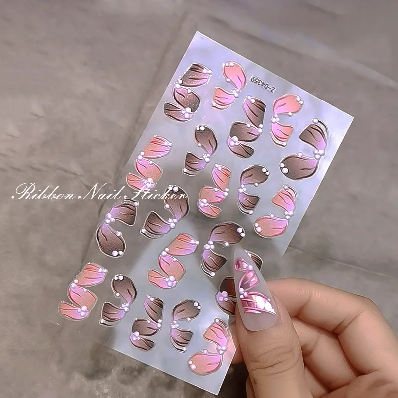 

5d Charms Embossed Flower Butterfly Lace Nail Stickers Flower Lace White Engraved Desig Textured Slider Decals For Manicure