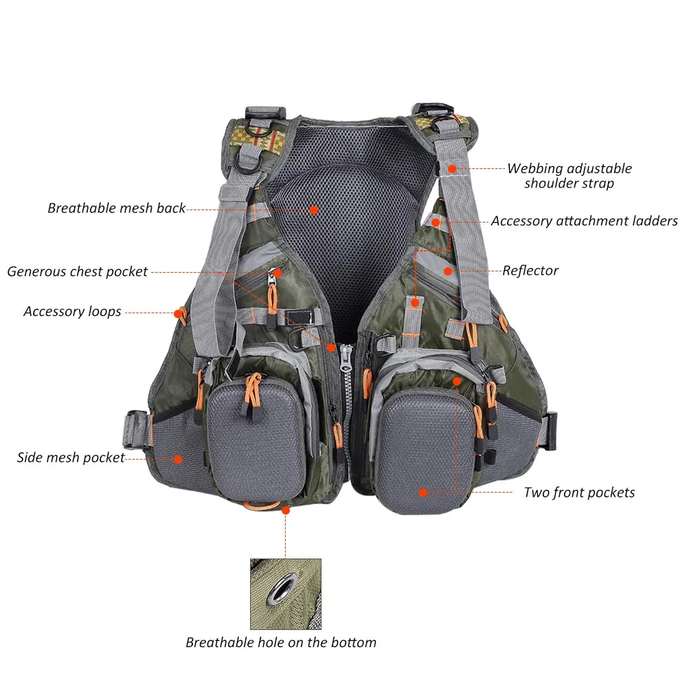 Lixada 3 в 1 сетчатый жилет для ловли нахлыстом и рюкзак дышащий уличный спасательный