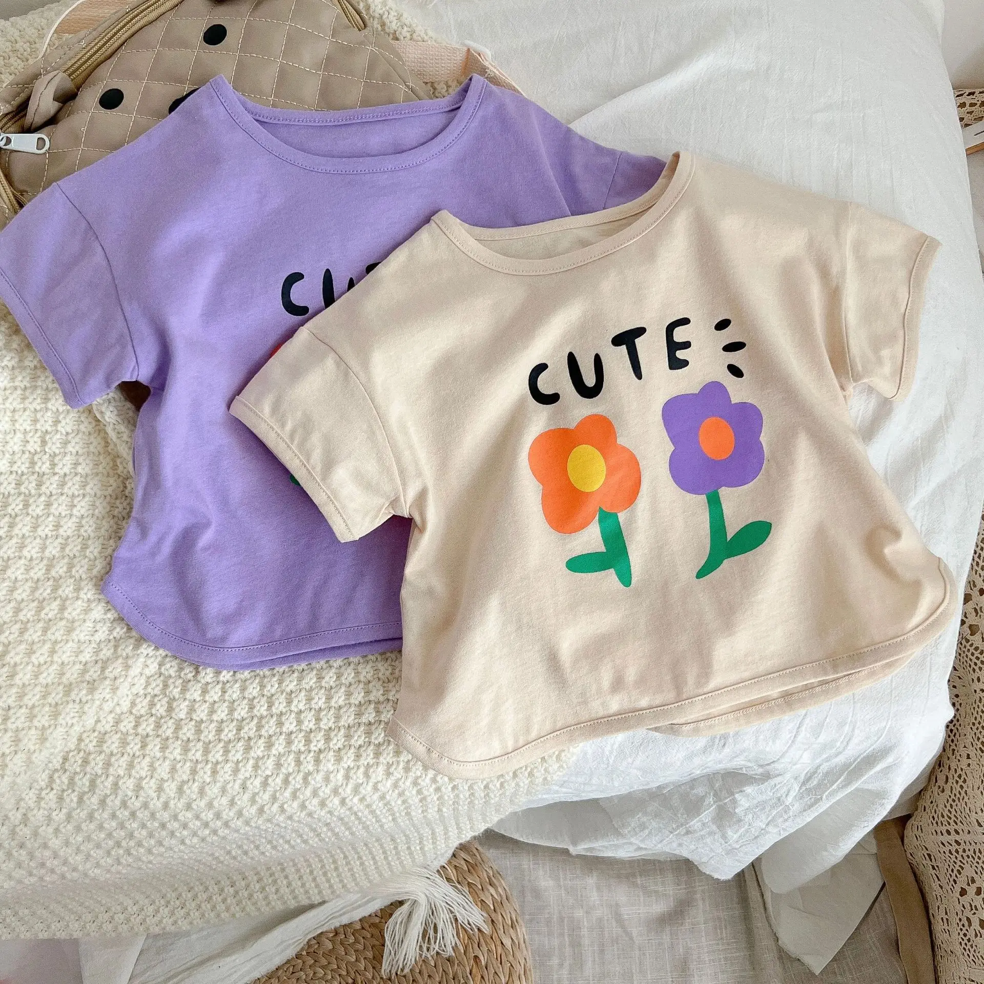 

2022 Summer Children's Short Sleeve T Shirts For Girls Cotton Cute Floral Kids Girl Tee Tops Kawaii Clothes 1-8Years T-shirts