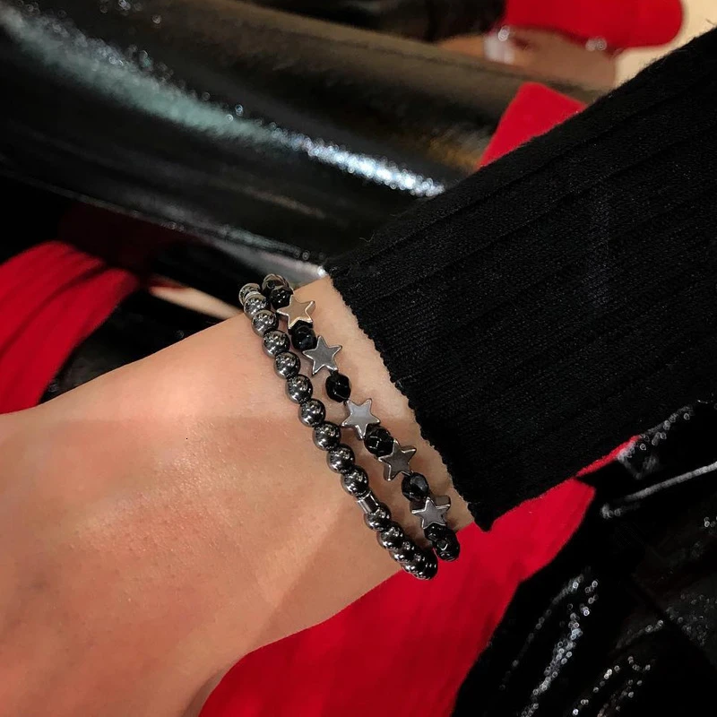 Fashion Women Bracelet 2019 Star Skull Charm Pave CZ Personalized Stone Bead Set Jewelry Gift |