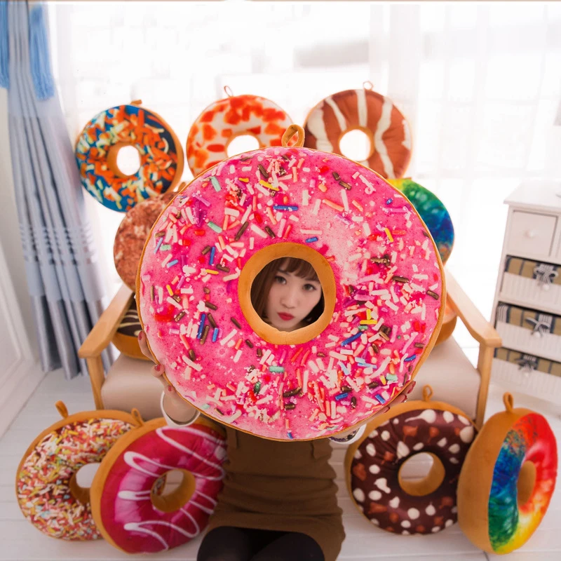 New Plush Soft Donut Doughnut Food Back Cushion Pillow Saddle Car Set Kids Gift images - 6