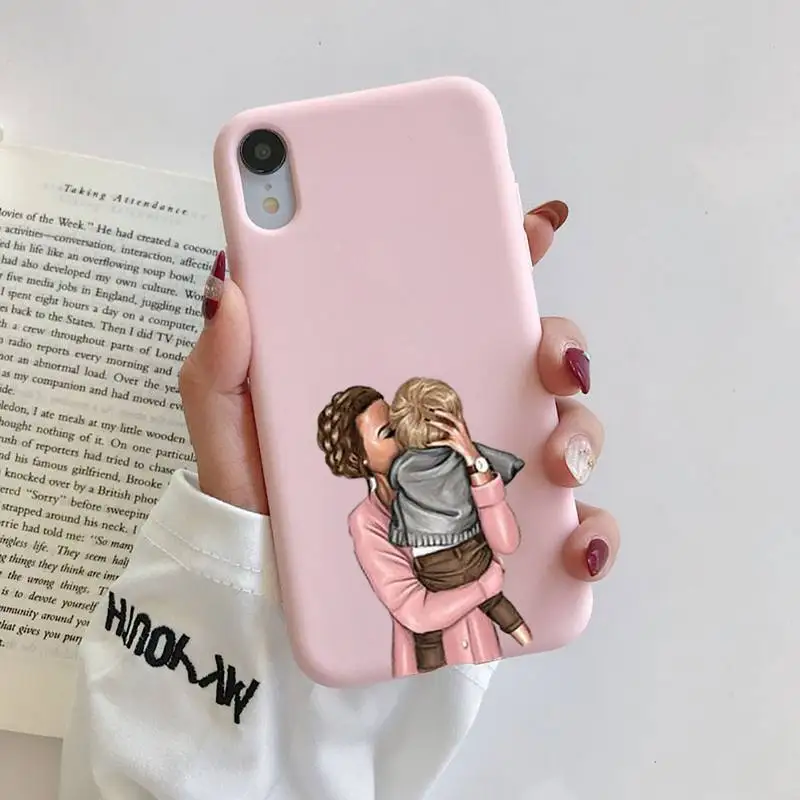 

Mother and daughter Phone Case Phone Case For iphone 11 Pro Max X XS Max XR Solid Candy Color Shell For iPhone 7 8 6 6S Plus