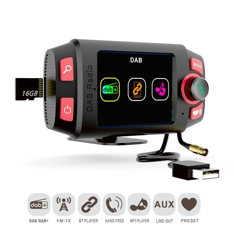2.4Inch Car DAB+/DAB Radio Adapter FM Transmitter with Bluetooth Hands-Free and Music Playback Kit MP3 Player | Автомобили и